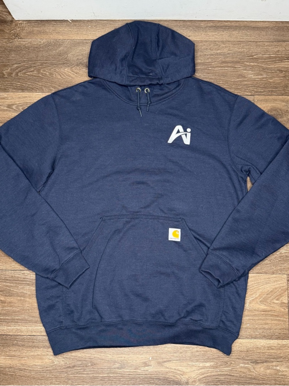 Carhartt Navy Blue Hoodie with Ai Logo size Medium